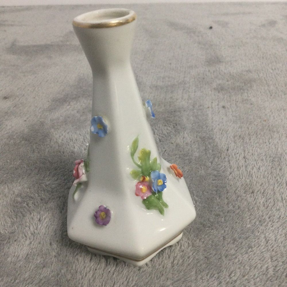 VINTAGE ERPHILA BUD VASE MADE IN GERMANY‎ ROSE PATTERN 4" - Picture 3 of 5